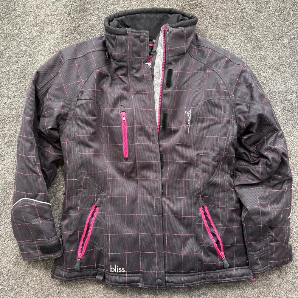 Castle Bliss Snowmobile Jacket Womens M Winter Grey Pink Grid Insulated Coat